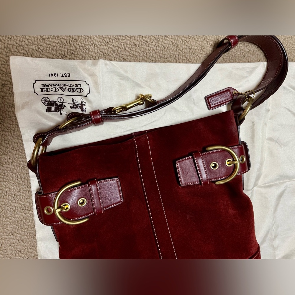 Coach Red Suede Shoulder Bag - Picture 8 of 10